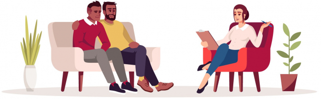 Woman performing relationship counsling for a couple